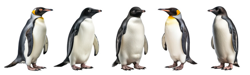 A set of Adelie penguin on transparency background PNG