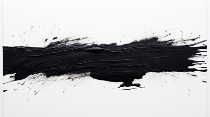 Obraz premium STRAIGHT HORIZONTAL BLACK PAINT LINE ON WHITE BACKGROUND 