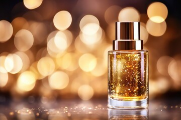 serum cosmetic, luxury bottle on white mirror background, . Design for a moisturizing cream and serum. Concept of vitamins for beauty and heal. 