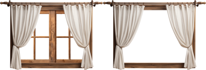 curtains and window isolated on white background