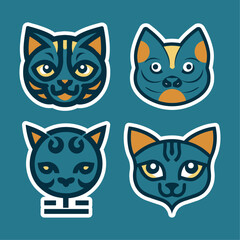 Modern and Minimalist vector logo set of cat