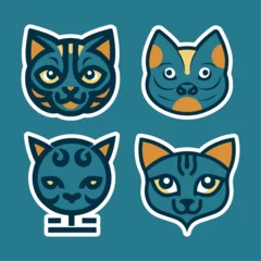 Fotobehang Modern and Minimalist vector logo set of cat © Arzhye