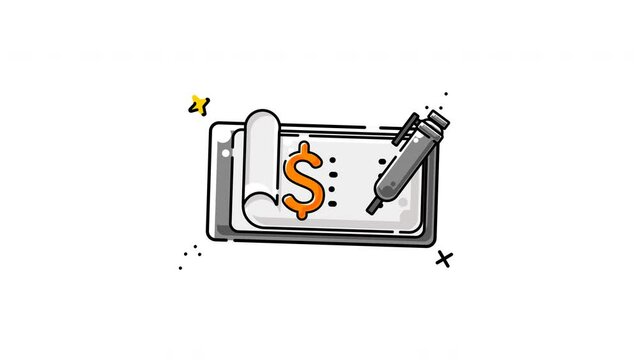 animation bank check. Ideal for financial themed designs, banking concepts, budgeting illustrations, and businessrelated projects.
