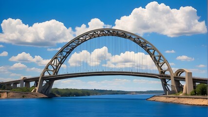 Fototapeta na wymiar Bridges Silhouetted Against Brilliant Blue, A Stunning Contrast Against Azure Skies, Bridges Embraced by Vivid Blue Silhouettes, Bridges Stand Bold in Silhouette.