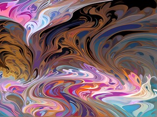 An abstract artwork with swirling colors and patterns.