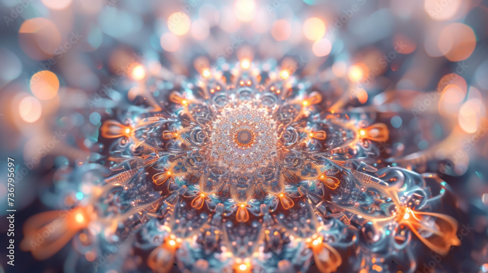 Poster a meditative mandala design with intricate patterns and layers that invite the viewer to focus on th