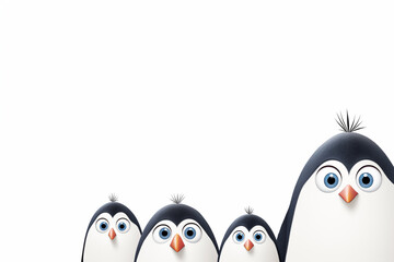 Obraz premium Penguin Love Cartoon Illustration on White Background with Heart Symbol and Snow