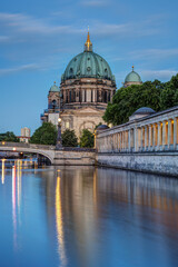 The Berlin Cathedral and the river Spree at dusk