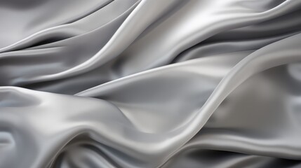 Obraz premium Dynamic flowing folds of silvery satin fabric, creating a visual symphony of elegance. Ai Generated.