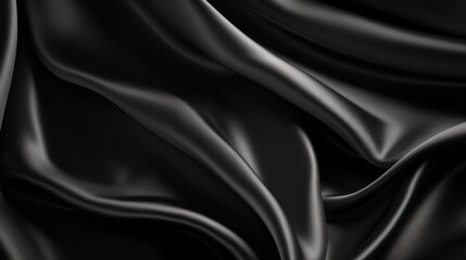Obraz premium Luxurious, dark satin fabric with an elegant flow, captured in a mesmerizing close-up. Ai Generated.