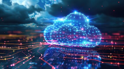 Cloud computing facilitates big data transfer over the internet, Ai Generated.