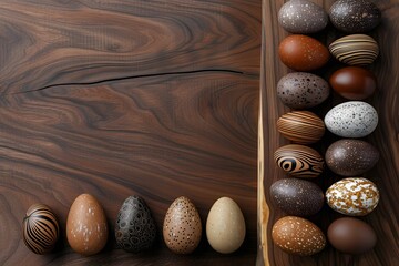 Sophisticated Easter Egg Collection on Wooden Background