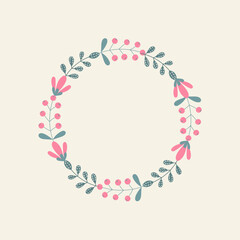 Floral round frame for decorative design. Floral ornament. Decorative border.