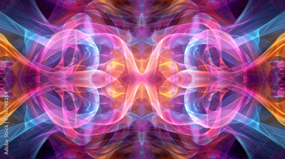Poster a kaleidoscope of prismatic patterns with each wave containing a unique blend of purples blues pinks