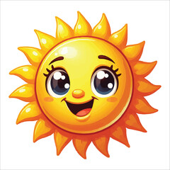 a smiling sun with big eyes and a smile on it's face is shown vector illustration