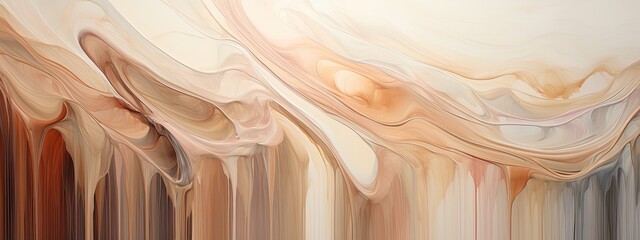 The painting features vertical streaks that blend seamlessly, creating a harmonious composition with a sense of fluid motion, 3D design, not too complex, modern, 4k, epic composition, shades of taupe 