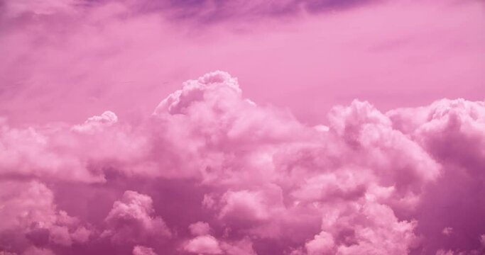 Colorful Pink Clouds . Timelapse pink Toned Sky Background. Dramatic Magenta Sky With Fluffy Clouds Silhouettes. Pink, Purple Soft Colors. Dream. Time Lapse, Time-lapse,