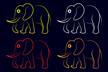 Elephant line art design editable active stroke vector.