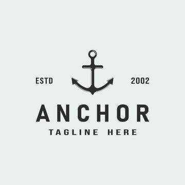 anchor logo vintage vector icon symbol illustration template design