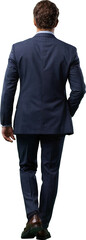realistic business man walking back view isolated