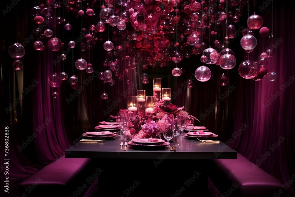 Poster a celestial event in vibrant shades of fuchsia and raspberry