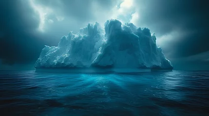 Küchenrückwand glas motiv photo of a view of an iceberg with a dramatic sky as a background © Hamsyfr