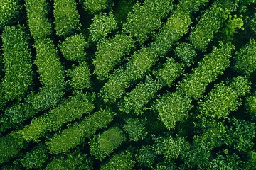Green tea plantation, top view green tea field. - obrazy, fototapety, plakaty