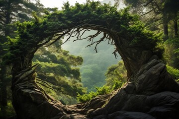 Evergreen branches forming a natural arch