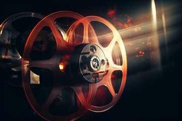 Film reel spinning on a projector