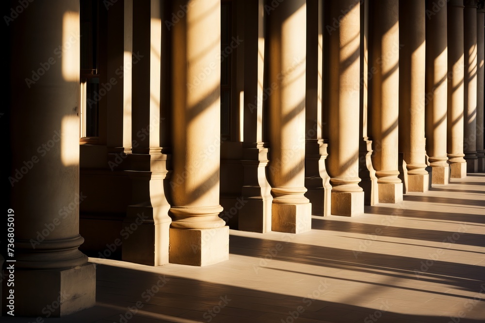 Poster sunlight casting beautiful shadows on architecture