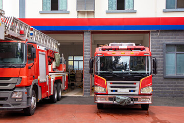 Tender fire and rescue vehicles are used to carry out rescue operations and extinguish fires in...
