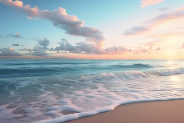 The calmness of a serene beach at dawn