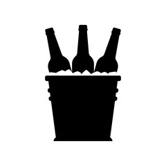 Bottles beer in a metal bucket icon vector isolated.