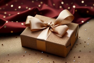 Obraz premium A beautifully wrapped Christmas gift with a bow