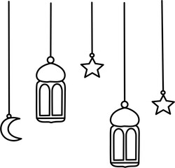 islamic lantern garland doodle