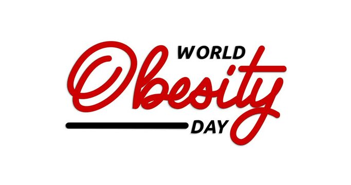 World Obesity Day text animation. Handwritten calligraphy animated with alpha channel Great for raising awareness and advocating for practical solutions in addressing the global obesity crisis.