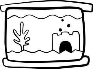 aquarium fish tank pet hand drawn tool outline