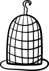 bird cage pet hand drawn tool outline