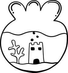 aquariums fish tank pet hand drawn tool outline