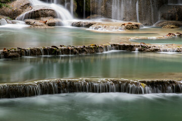 Long-exposure view of Kuang Si Falls in Luang Prabang, Laos
