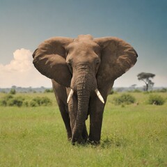 Fototapeta na wymiar Elephant on the grass