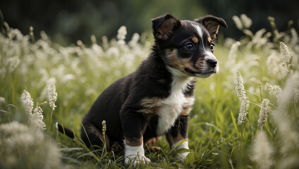 black and white dog