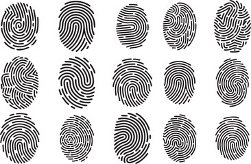 Fingerprint and thumb impression icons set. Individuality symbol, identity icons in high quality illustration for reuse in printing security and identification related poster or banner.