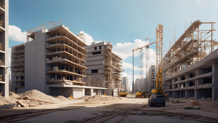 construction site with crane building under construction construction site with crane