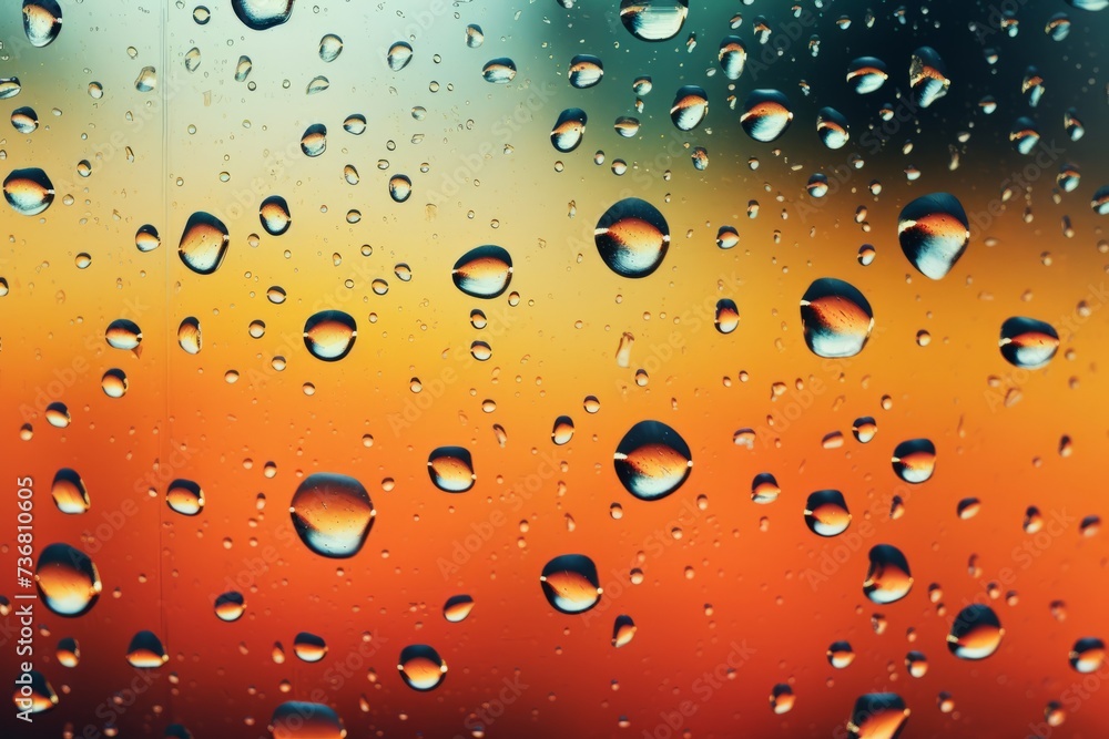 Poster a macro shot of raindrops on a window creating abstract art