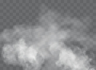 Transparent special effect stands out with fog or smoke. White cloud vector, fog or smog