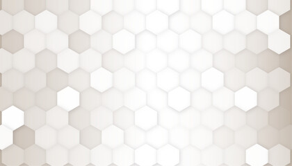 3D Illustration. White geometric hexagonal abstract background. Futuristic style. Top view.