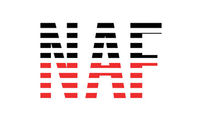 NAF three initial letter iconic line negative space minimal logo design vector template. monogram, abstract, wordmark, business, typography, minimalist, brand, company, flat, modern, unique, simple