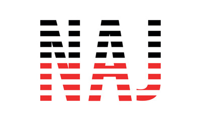 NAJ three initial letter iconic line negative space minimal logo design vector template. monogram, abstract, wordmark, business, typography, minimalist, brand, company, flat, modern, unique, simple