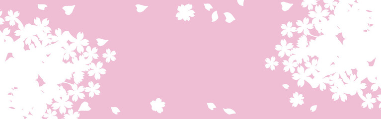 バナー　桜　さくら　フレーム　背景　春　花　シルエット　コピースペース　イラスト素材